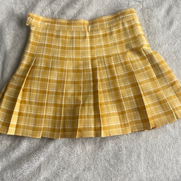 Amazon Skirts Yellow Pleated Plaid Skirt Soft Girl School Girl